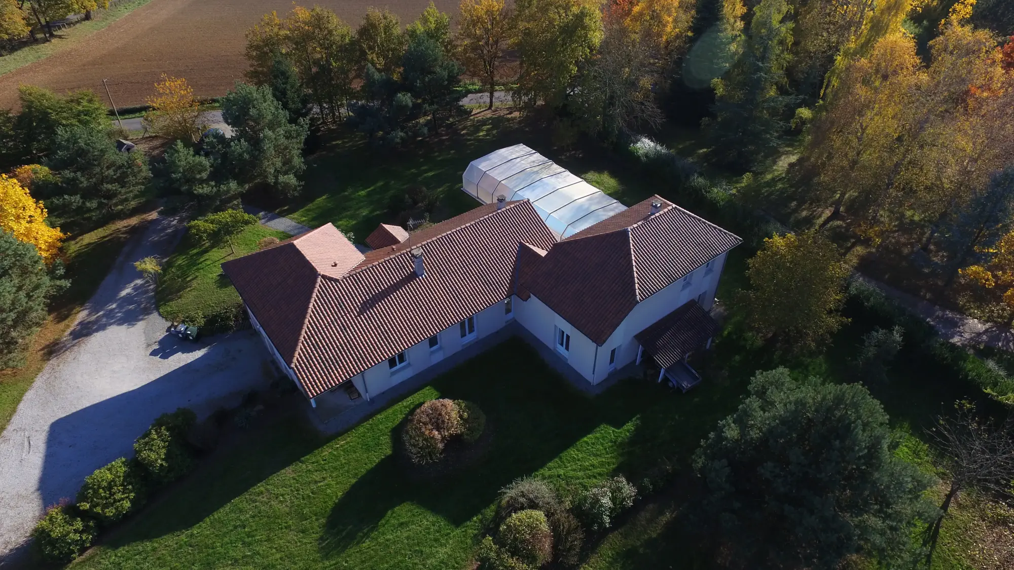 Vue drone de la maison — hébergement du séjour de jeûne en Haute-Vienne